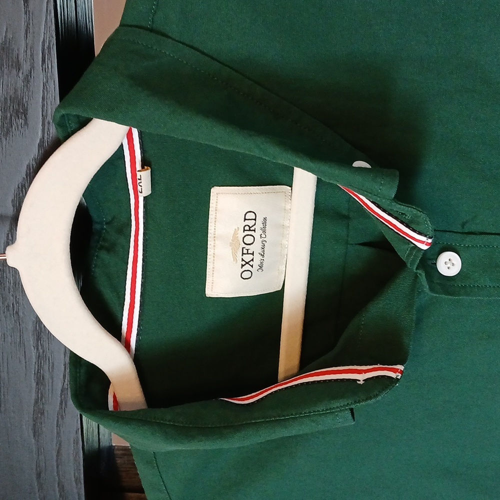 Oxford Mens Luxury Collection Shirt 2XL Green Button Down Holiday Preppy